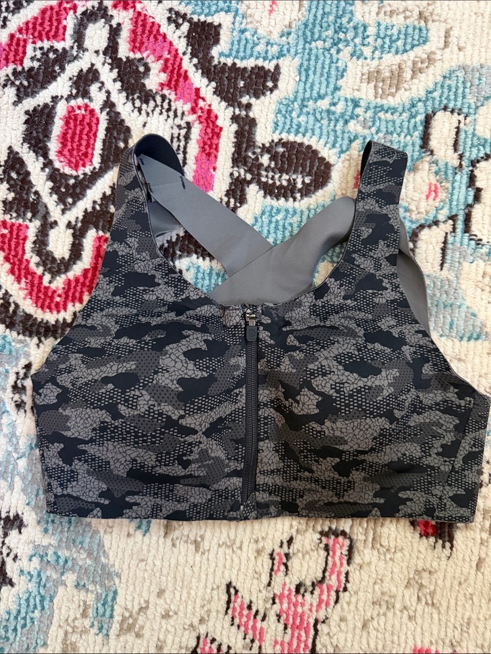 lululemon athletica Enlite Gray Camo Front-Zip Sports Bra 34C